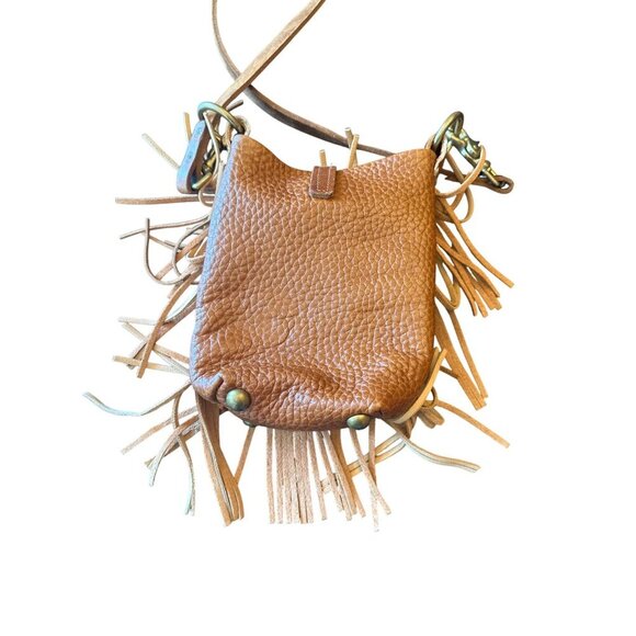 Handmade Jill K Brown Leather Fringe Crossbody Bag Brass Hardware Festival - Picture 4 of 6
